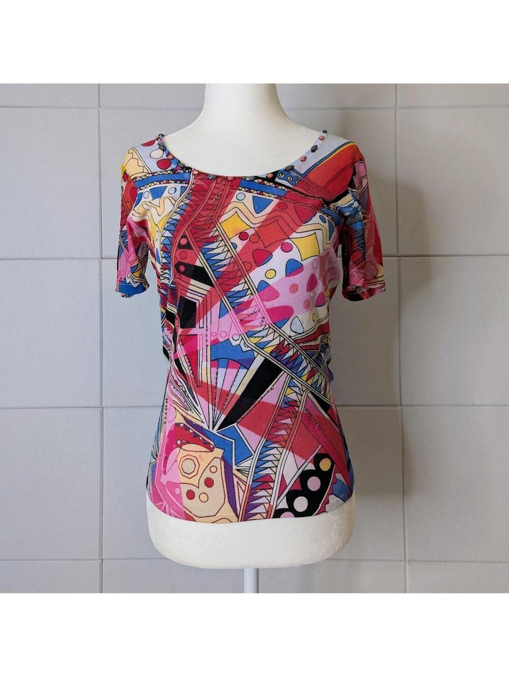 Vintage 90s y2k Alberto Makali abstract artsy beaded top